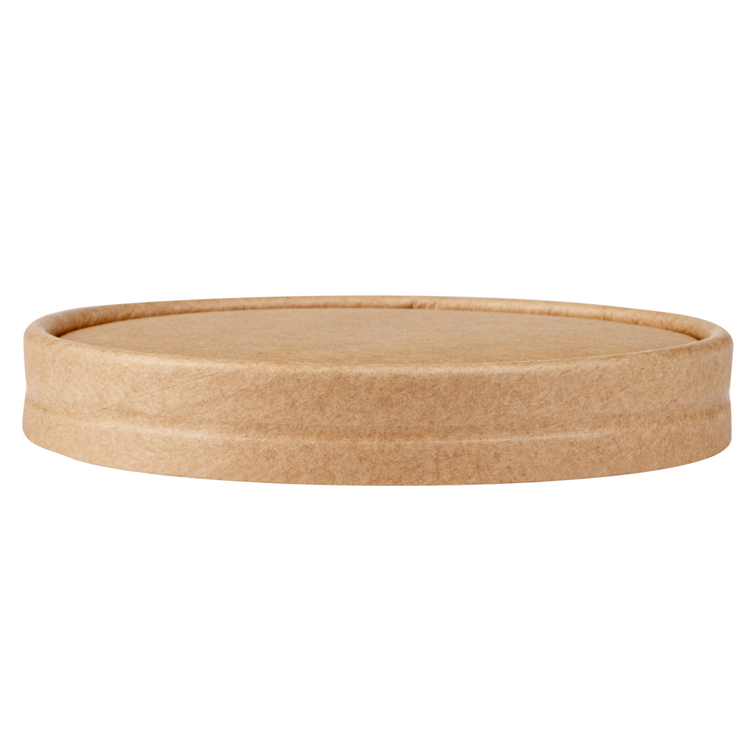 Coppetta Round Kraft Paper To Go Cup Lid - Fits 12 oz - 4" x 4" x 1/2" - 50 count box