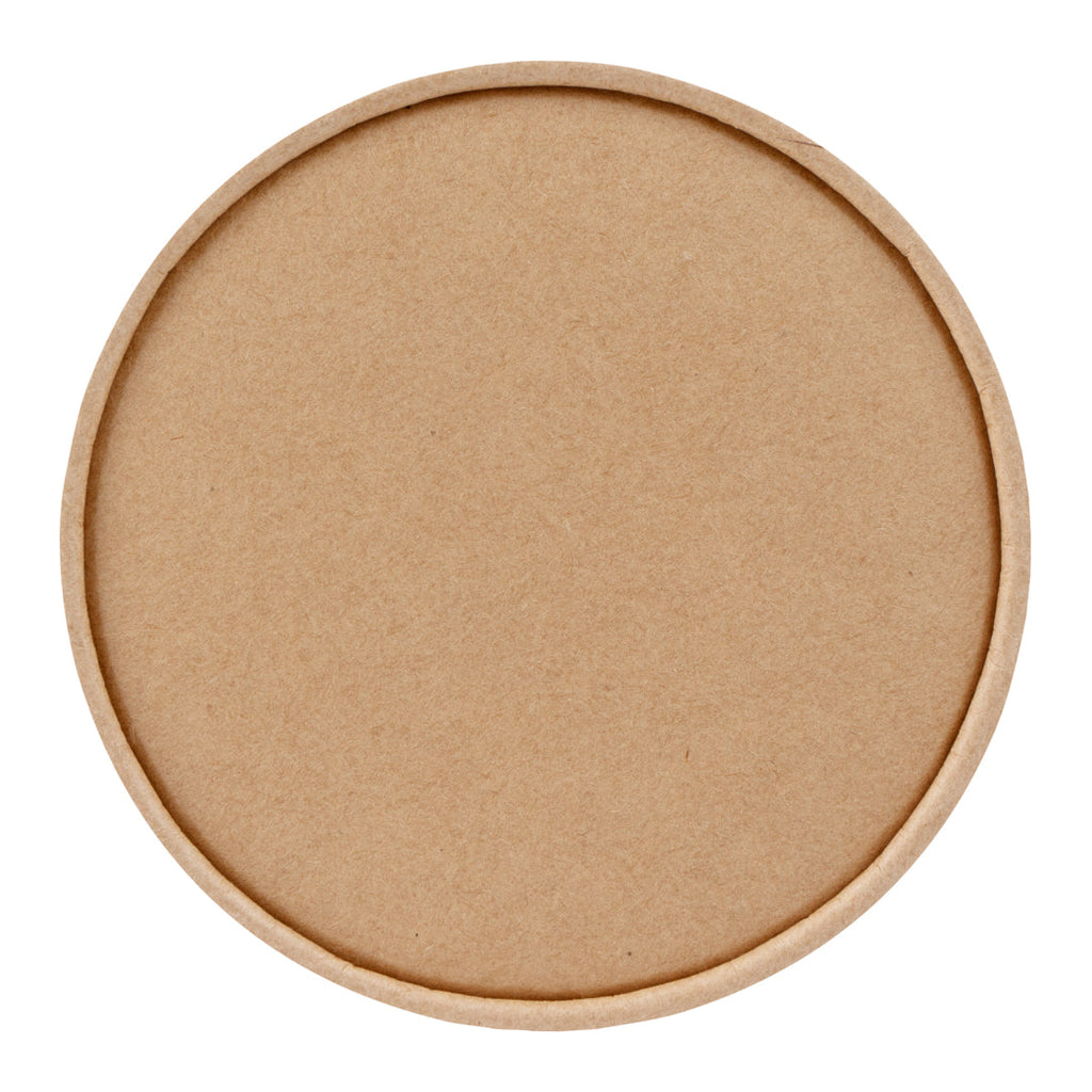 Coppetta Round Kraft Paper To Go Cup Lid - Fits 12 oz - 4" x 4" x 1/2" - 50 count box