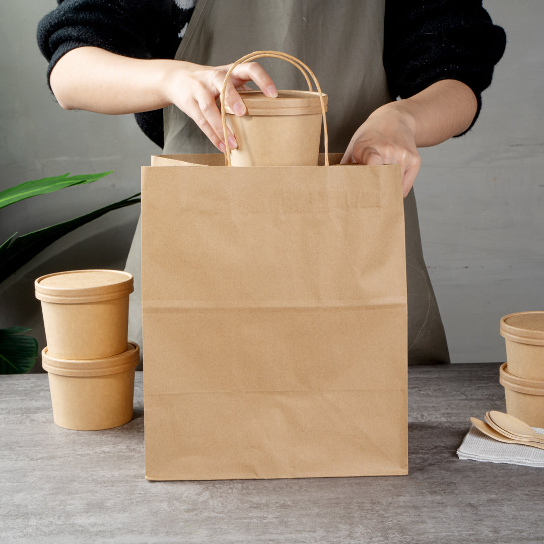 Coppetta Round Kraft Paper To Go Cup Lid - Fits 12 oz - 4" x 4" x 1/2" - 50 count box