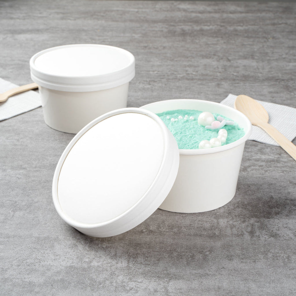 Coppetta Round White Paper To Go Cup Lid - Fits 12 oz - 50 count box