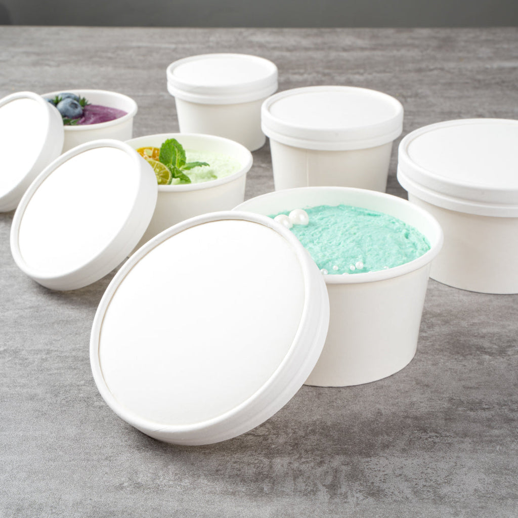 Coppetta Round White Paper To Go Cup Lid - Fits 12 oz - 50 count box