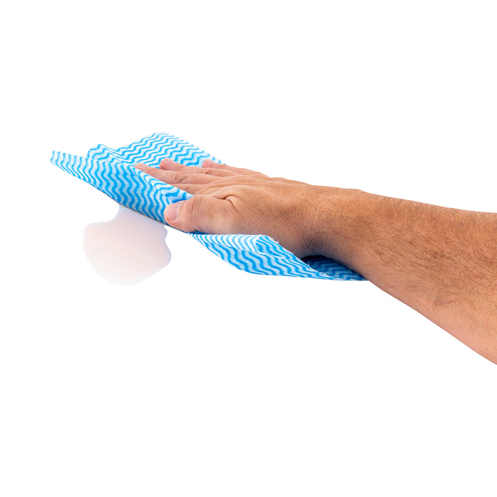RW Clean Blue 100% Viscose All-Purpose Wipe Roll - Biodegradable - 11" x 11" - 50 Sheets x 1 Roll
