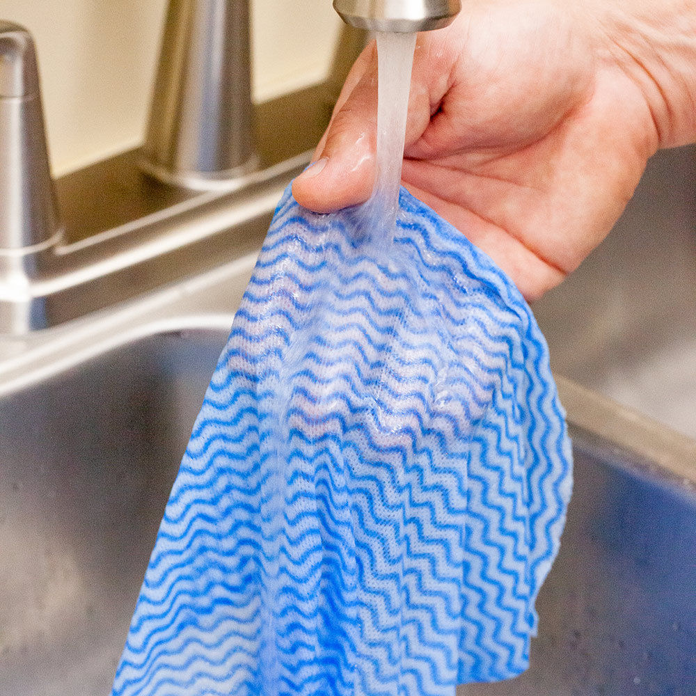 RW Clean Blue 100% Viscose All-Purpose Wipe Roll - Biodegradable - 11" x 11" - 50 Sheets x 1 Roll