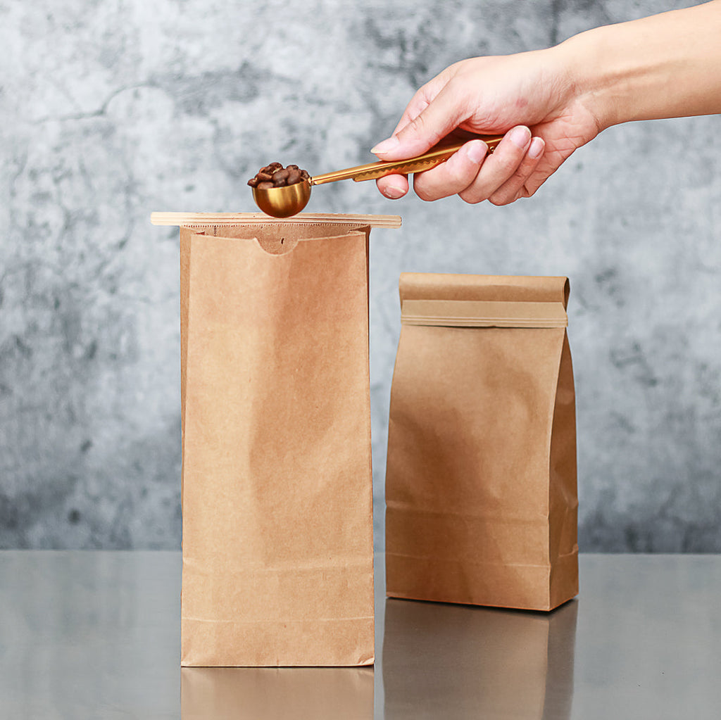 Bag Tek Kraft Paper Bakery / Coffee Tin Tie Bag - 4 3/4" x 2 1/2" x 9 3/4" - 100 count box