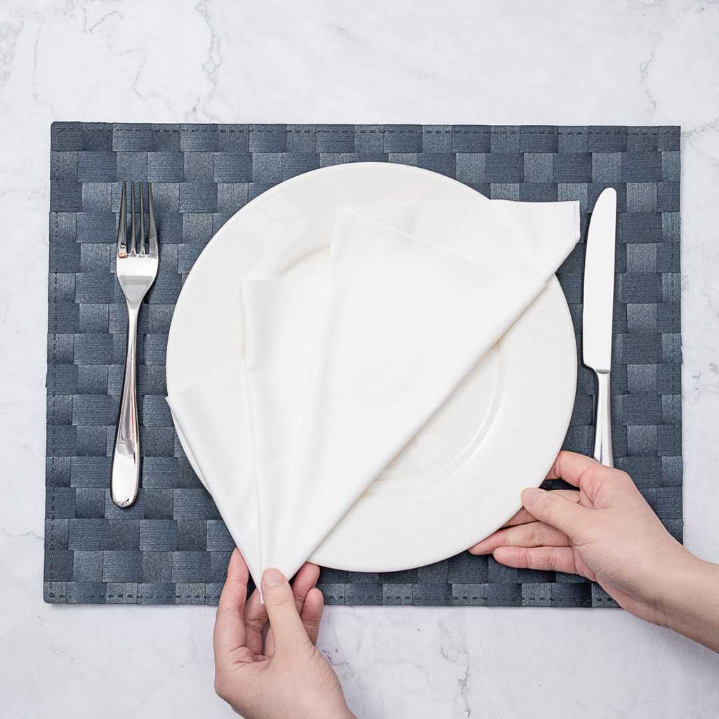 Macroweave Rectangle Navy Blue Woven Placemat - 16" x 12" - 6 count box