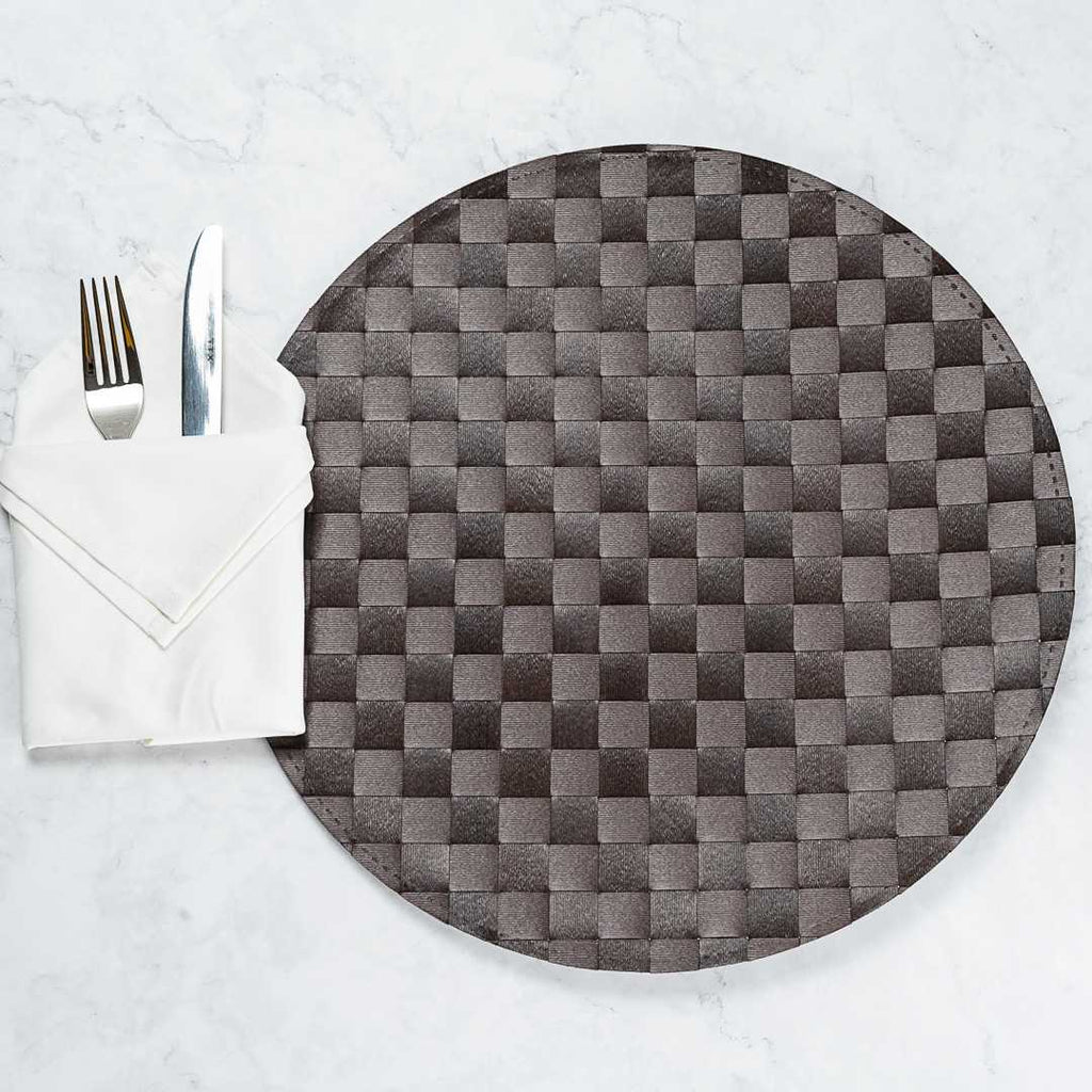 Macroweave Round Dark Brown Placemat - 15" x 15" - 6 count box