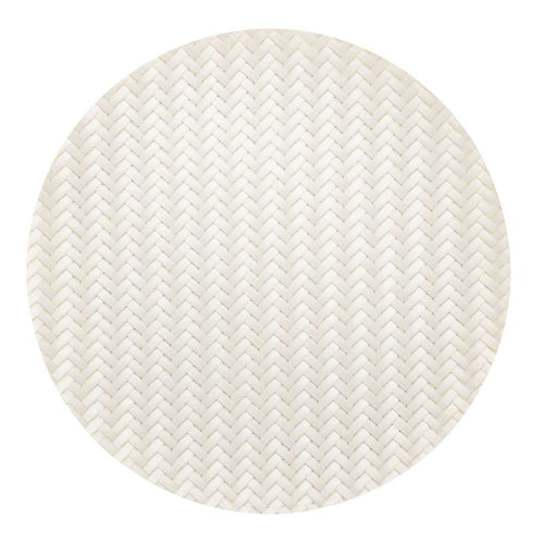 Amalfi Basketweave Woven Round White Pearl Placemat - 15" x 15" - 6 count box