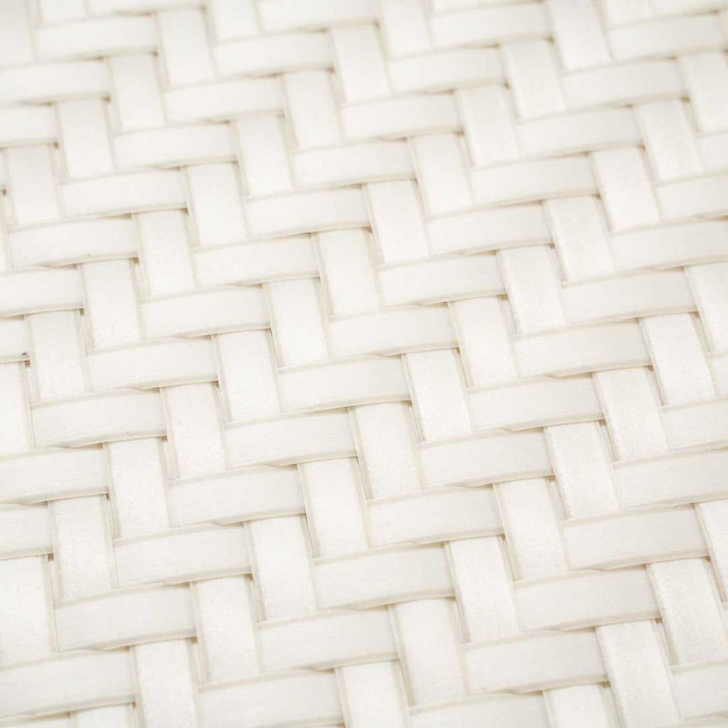 Amalfi Basketweave Woven Round White Pearl Placemat - 15" x 15" - 6 count box