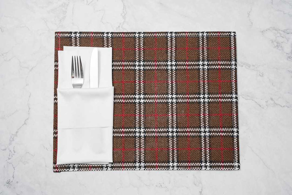 Carmel Mesh Vintage Windowpane Plaid Placemat - 16" x 12" - 6 count box