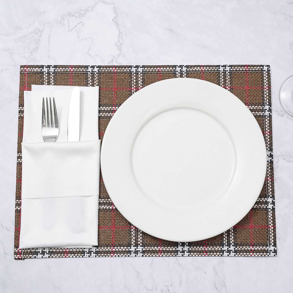 Carmel Mesh Vintage Windowpane Plaid Placemat - 16" x 12" - 6 count box