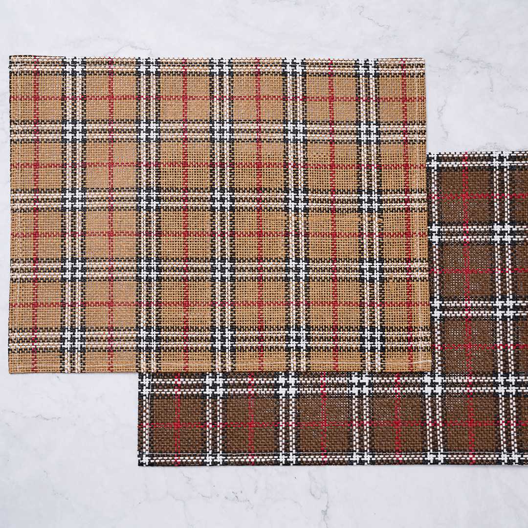 Carmel Mesh Vintage Windowpane Plaid Placemat - 16" x 12" - 6 count box