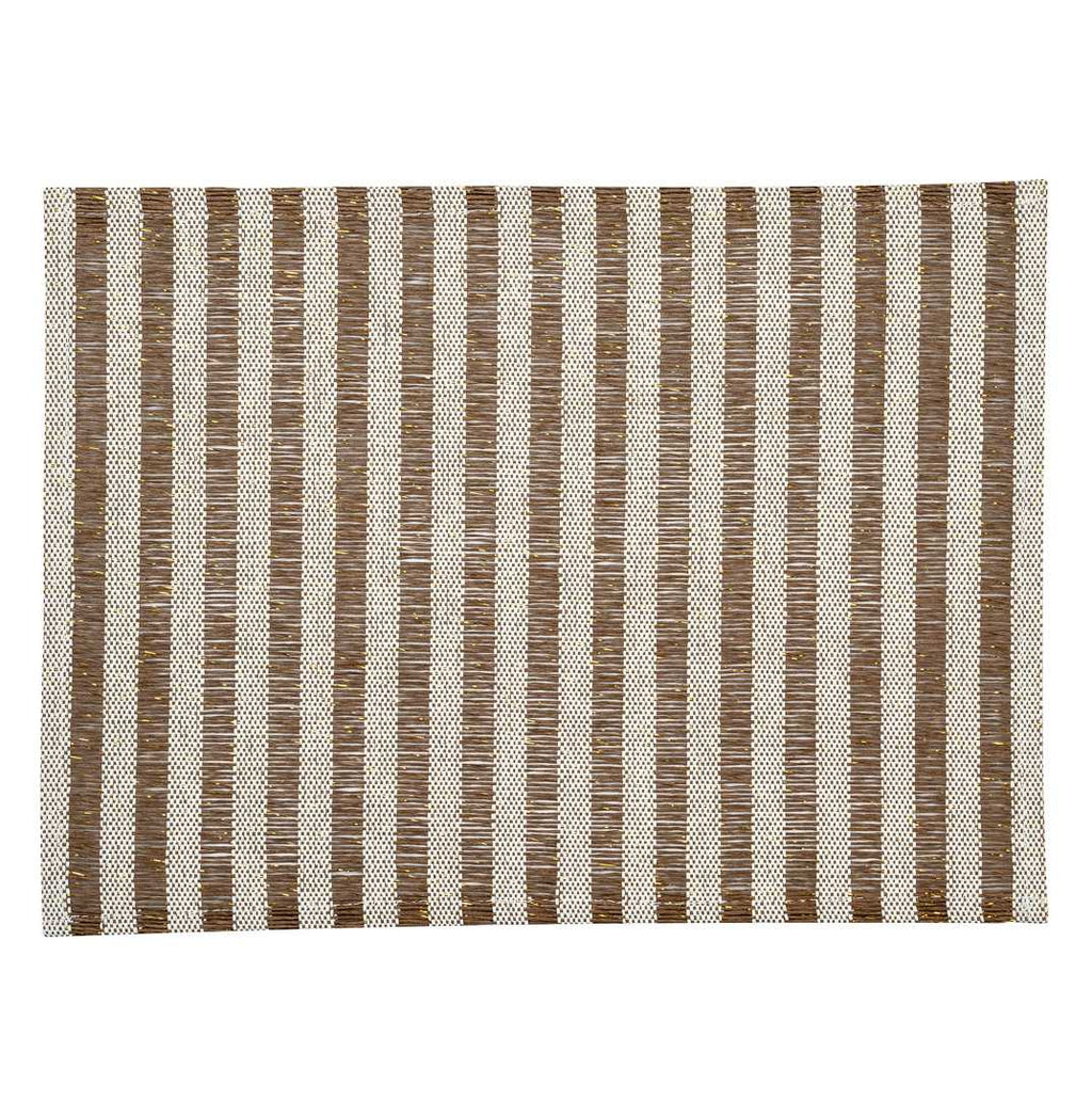 Carmel Mesh Dark Brown Striped Placemat - 16" x 12" - 6 count box