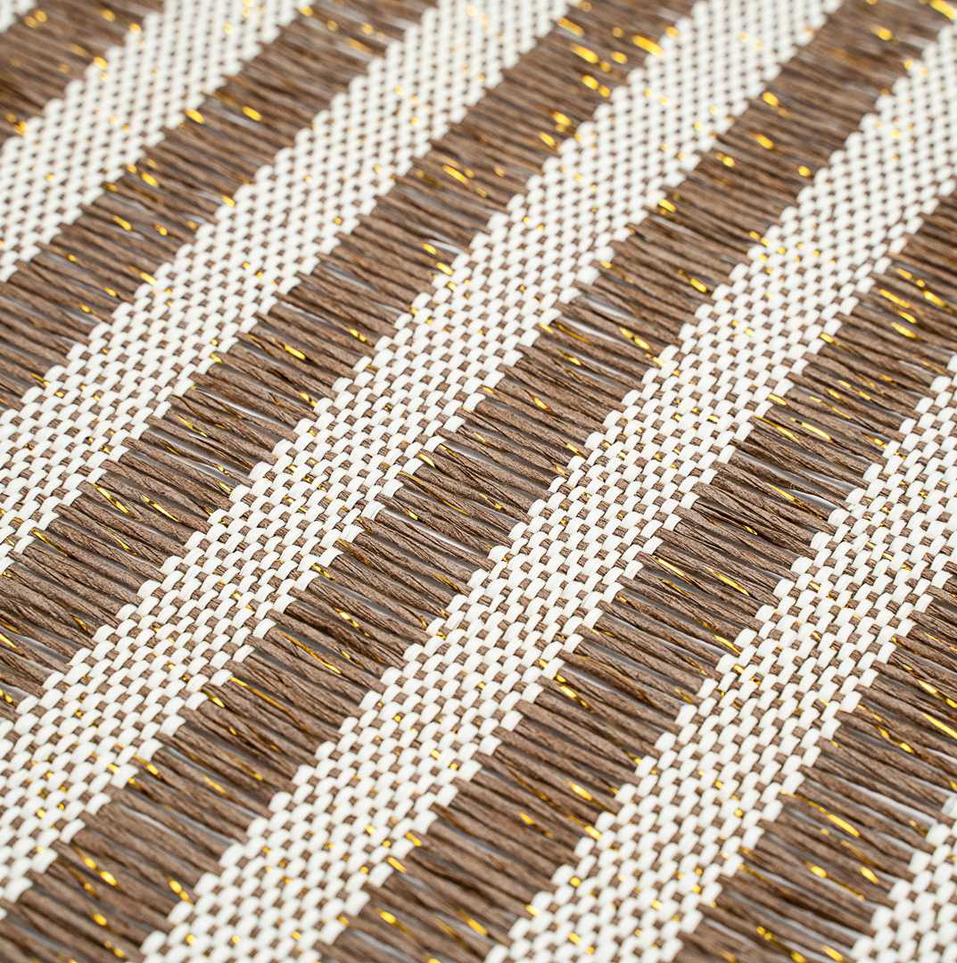 Carmel Mesh Dark Brown Striped Placemat - 16" x 12" - 6 count box