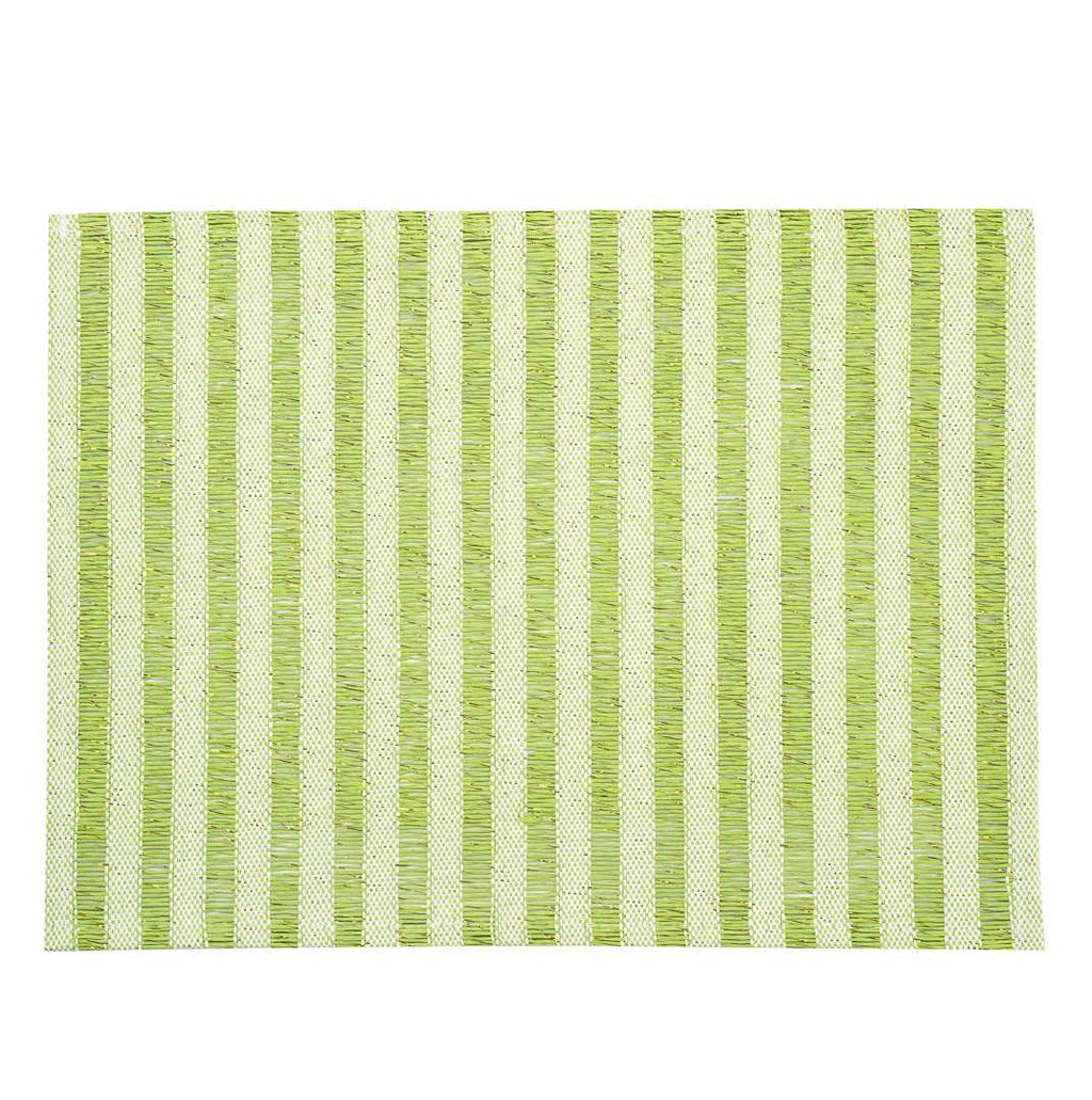 Carmel Mesh Green Striped Placemat - 16" x 12" - 6 count box