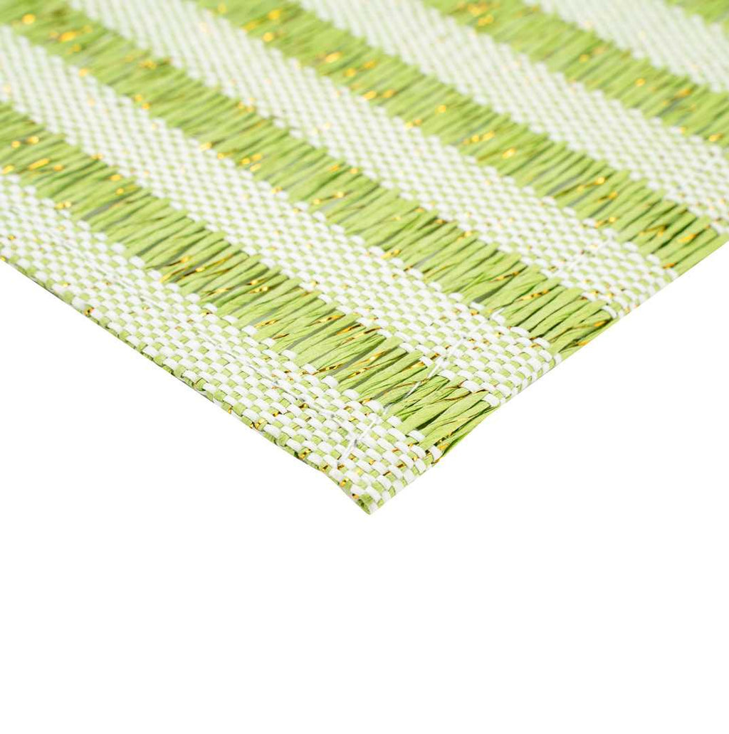 Carmel Mesh Green Striped Placemat - 16" x 12" - 6 count box