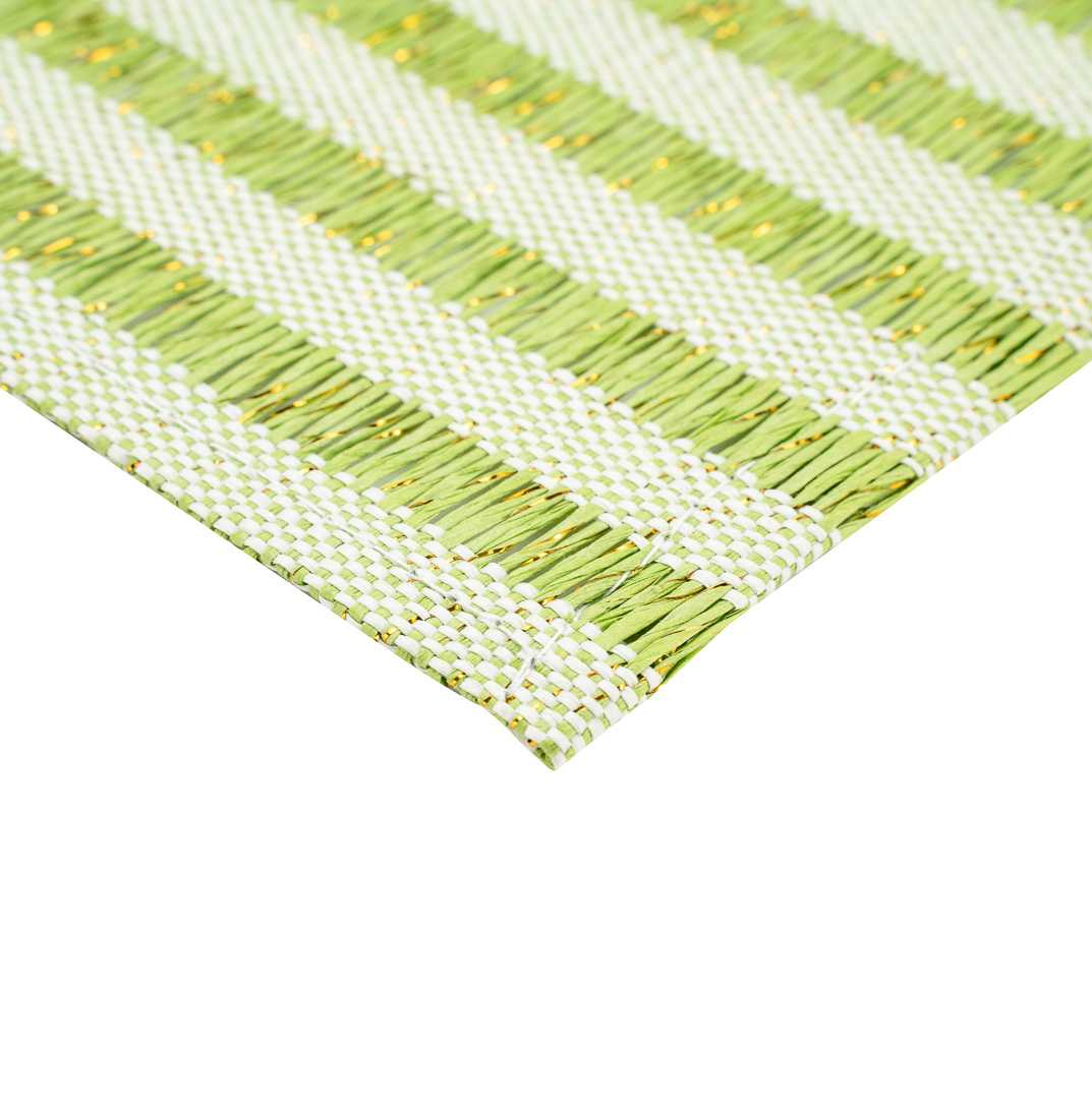 Carmel Mesh Green Striped Placemat - 16" x 12" - 6 count box