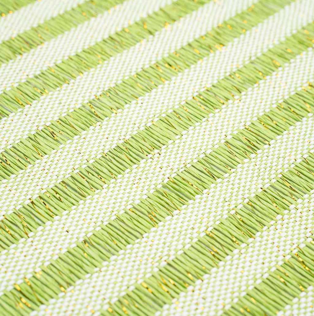 Carmel Mesh Green Striped Placemat - 16" x 12" - 6 count box