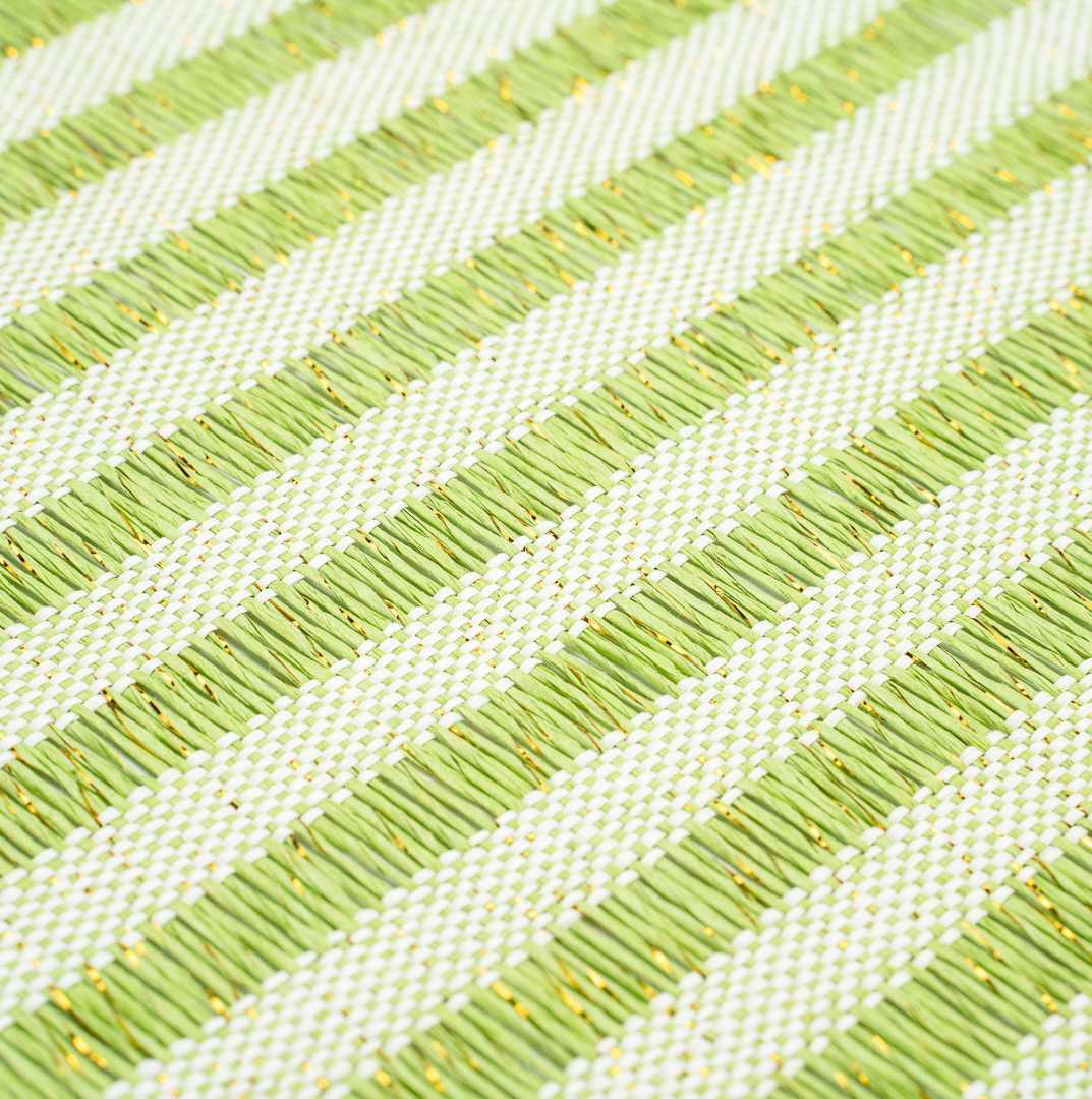 Carmel Mesh Green Striped Placemat - 16" x 12" - 6 count box