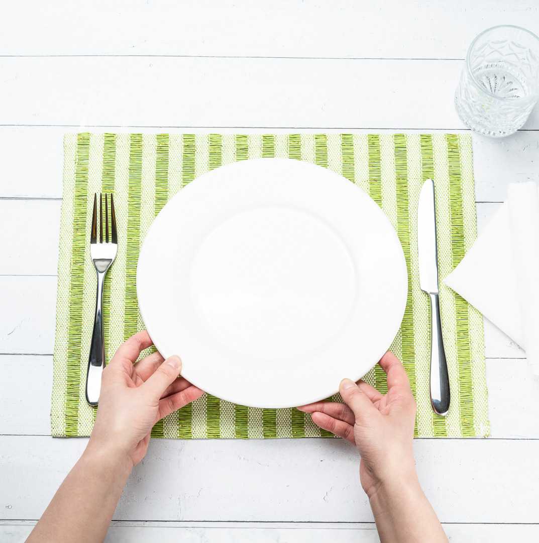 Carmel Mesh Green Striped Placemat - 16" x 12" - 6 count box