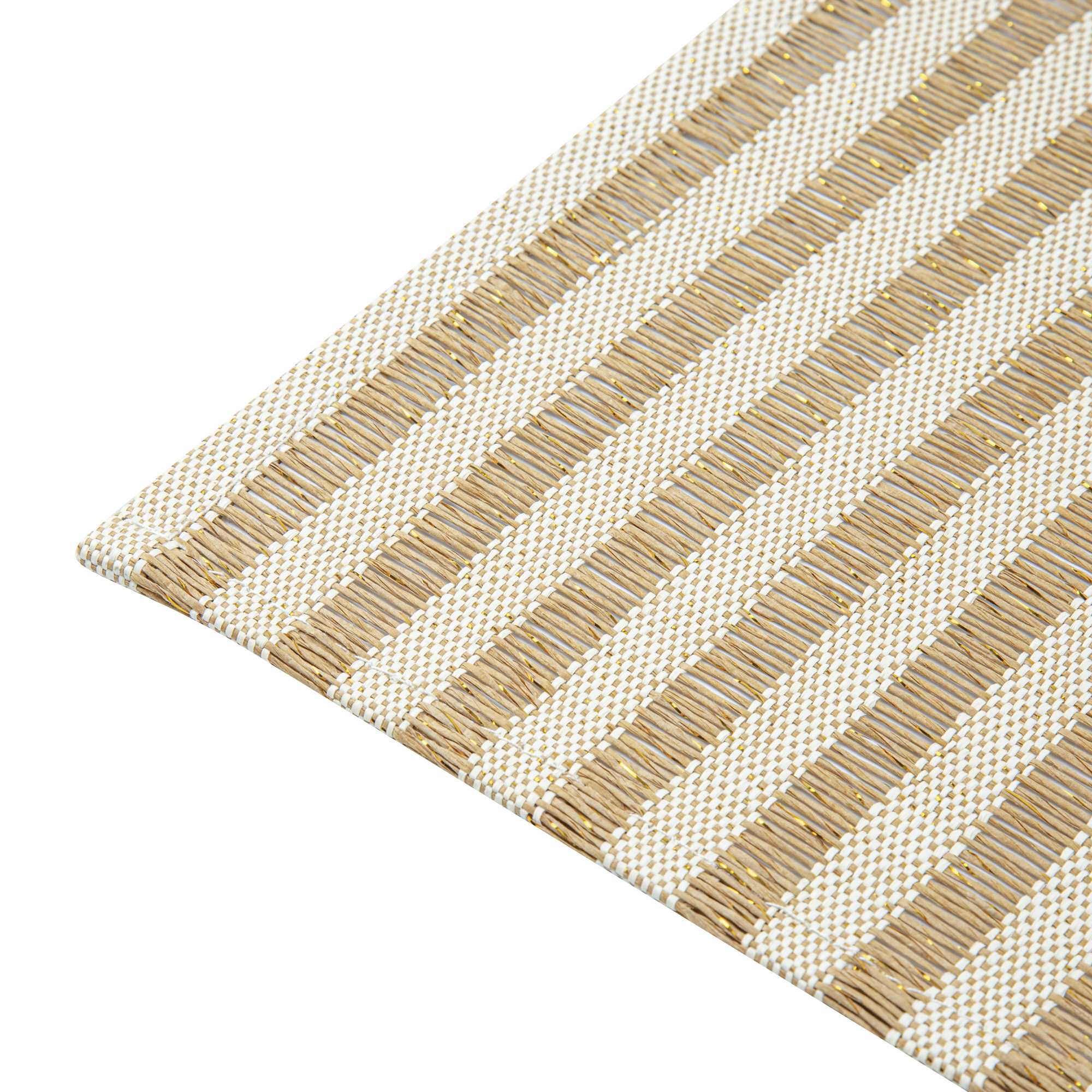 Carmel Mesh Light Brown Striped Placemat - 16" x 12" - 6 count box