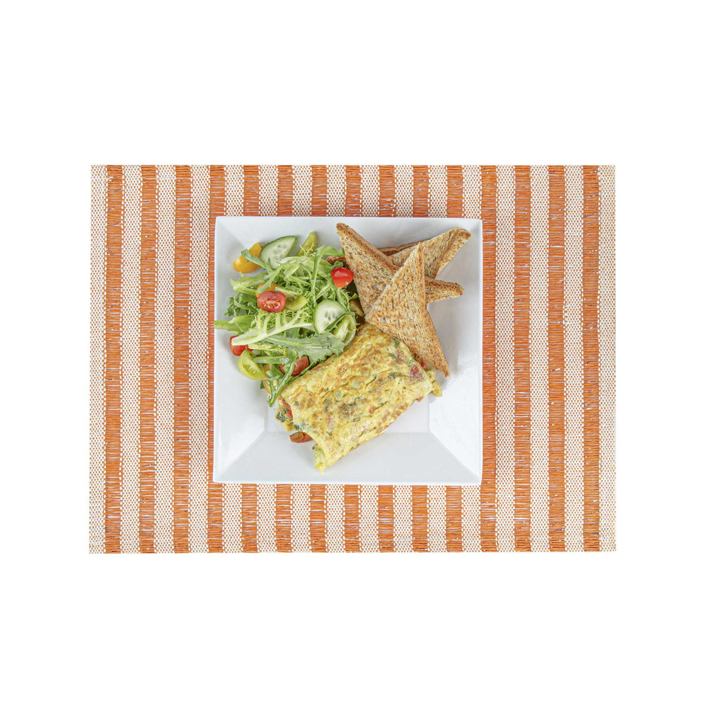 Carmel Mesh Orange Striped Placemat - 16" x 12" - 6 count box
