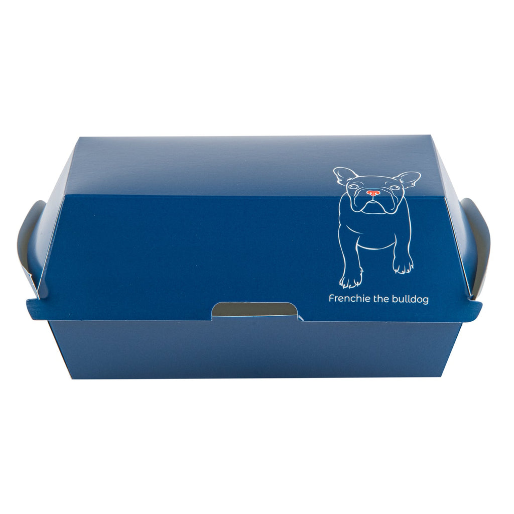 Bio Tek Rectangle Frenchie Paper Hot Dog / Sandwich Clamshell Container - 6 3/4" x 3 1/2" x 3 1/2" - 100 count box
