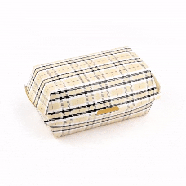 Bio Tek Rectangle Plaid Paper Hot Dog / Sandwich Clamshell Container - 6 3/4" x 3 1/2" x 3 1/2" - 100 count box