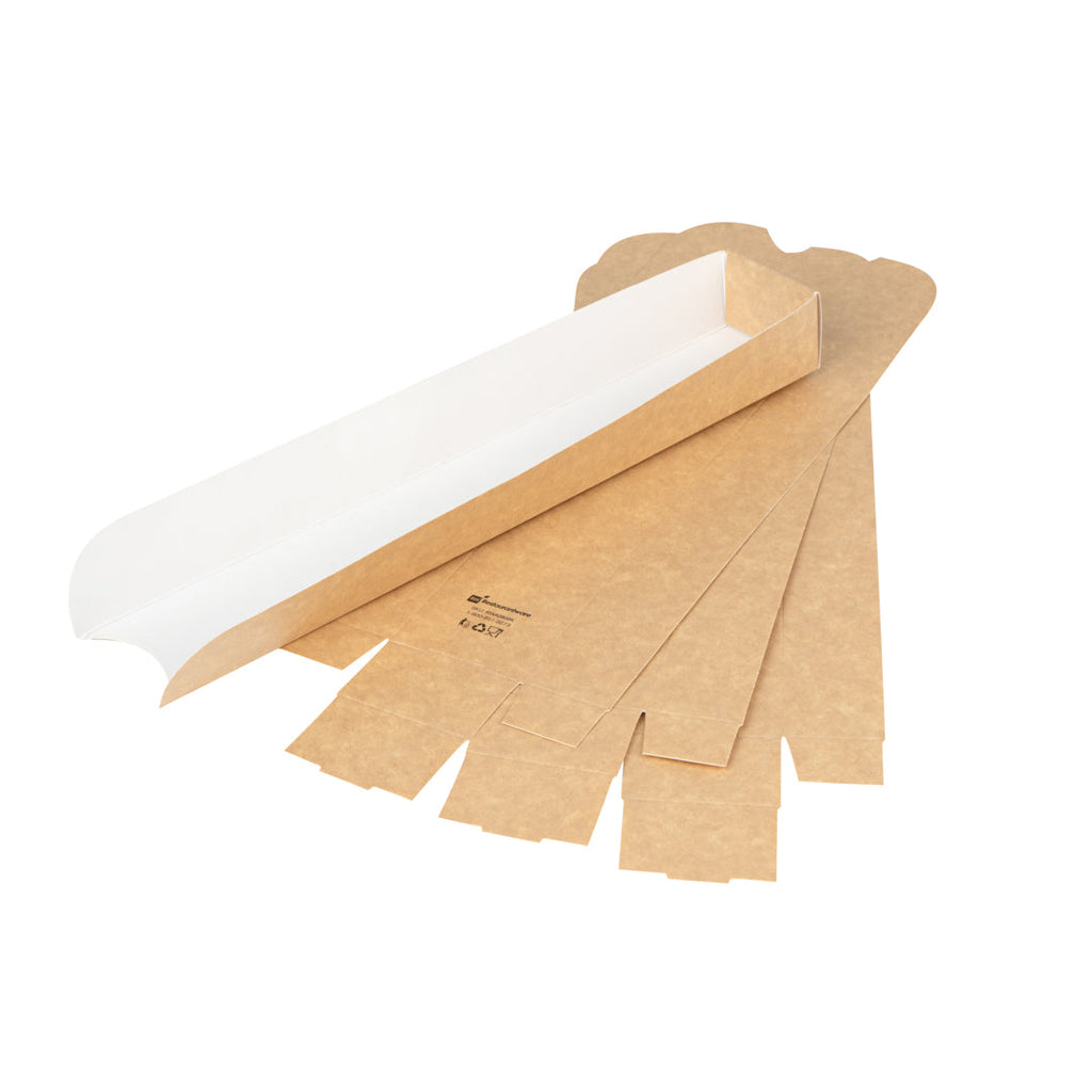 Bio Tek Rectangle Kraft Paper Hot Dog / Sandwich Tray - 11 3/4" x 2" x 1 1/4" - 200 count box