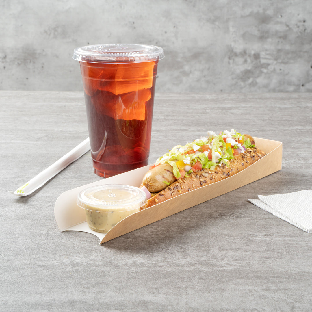 Bio Tek Rectangle Kraft Paper Hot Dog / Sandwich Tray - 11 3/4" x 2" x 1 1/4" - 200 count box