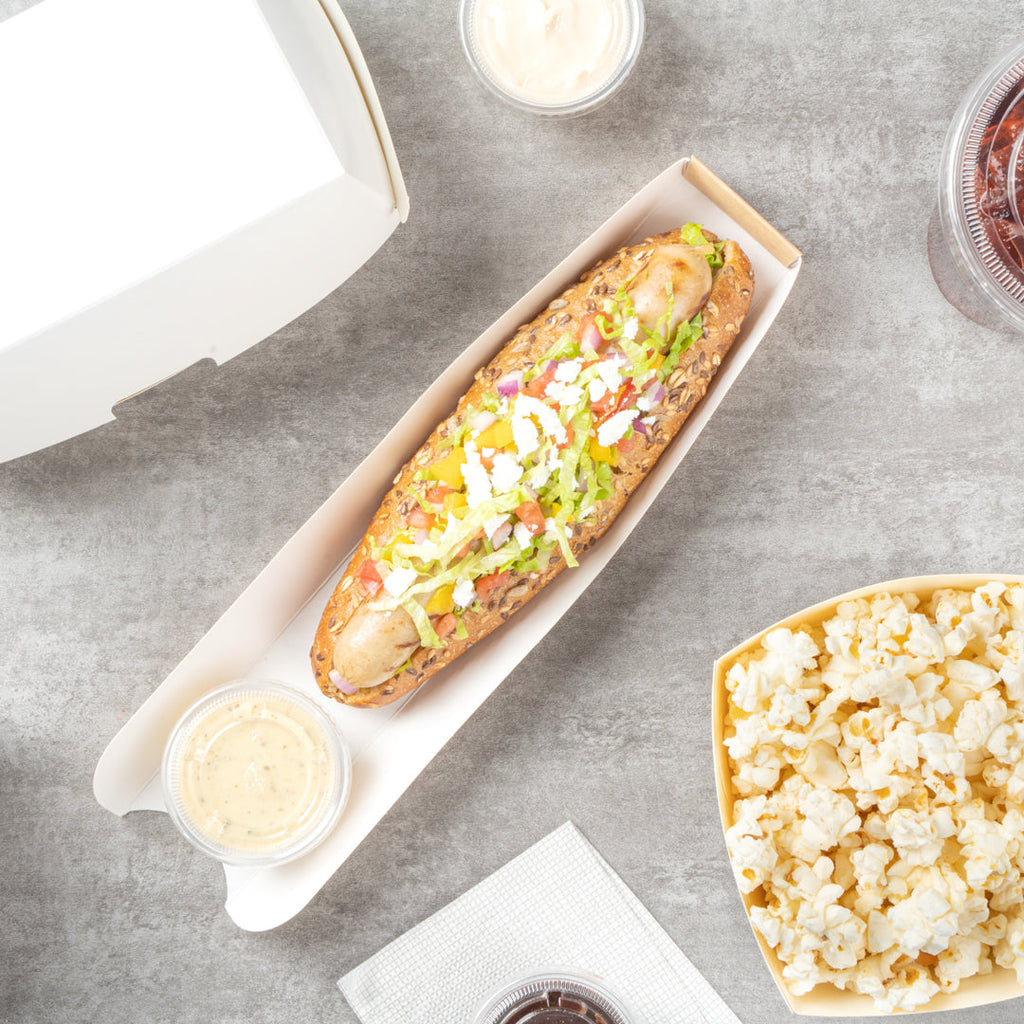 Bio Tek Rectangle Kraft Paper Hot Dog / Sandwich Tray - 11 3/4" x 2" x 1 1/4" - 200 count box