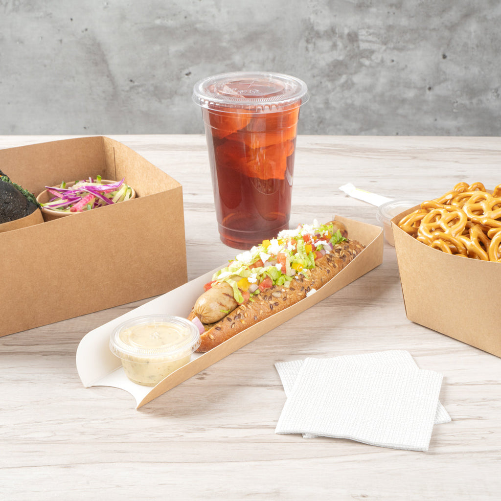Bio Tek Rectangle Kraft Paper Hot Dog / Sandwich Tray - 11 3/4" x 2" x 1 1/4" - 200 count box