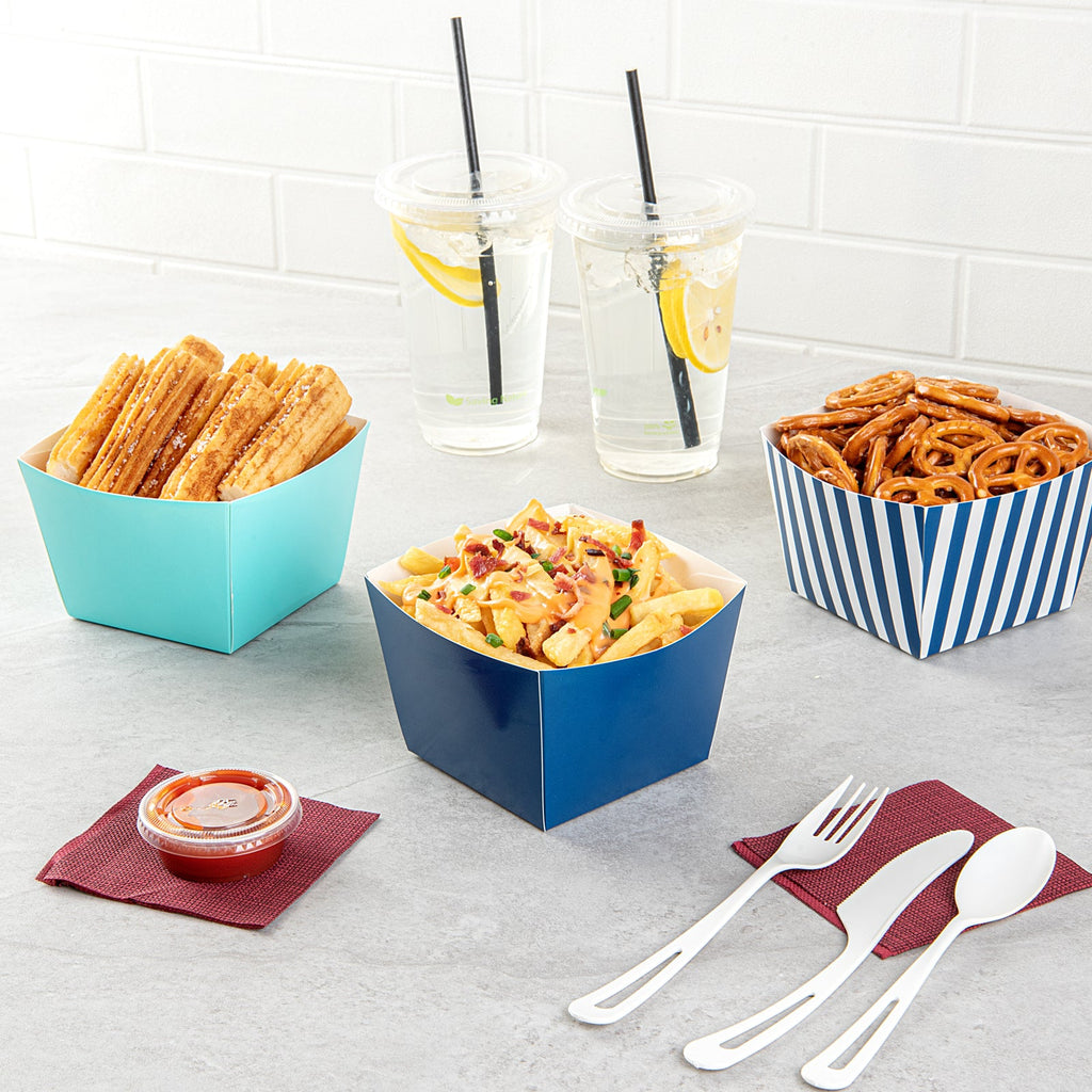 Bio Tek Square Frenchie Paper Snack Box - 5 1/4" x 5 1/4" x 3 1/4" - 200 count box