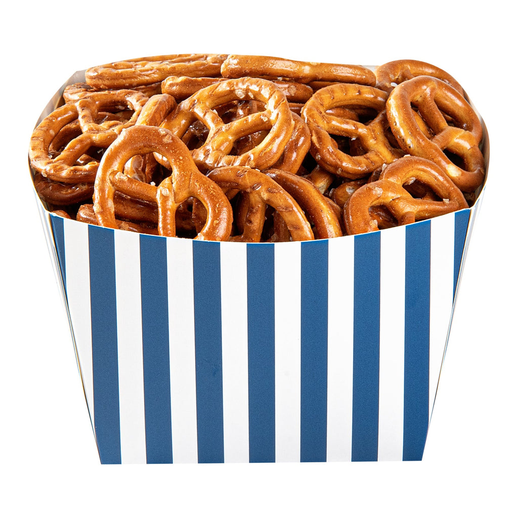 Bio Tek Square Blue and White Stripe Paper Snack Box - 5 1/4" x 5 1/4" x 3 1/4" - 200 count box