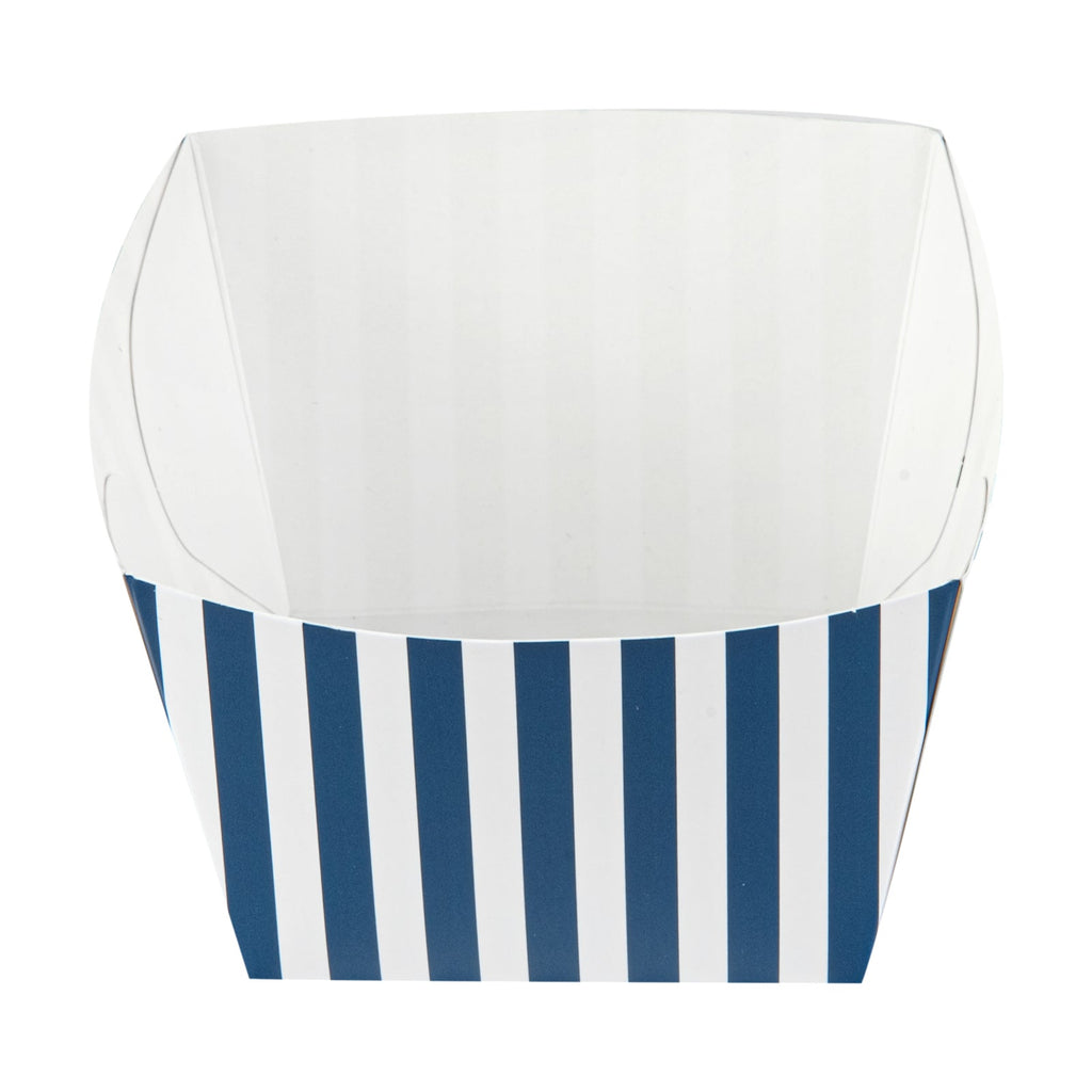Bio Tek Square Blue and White Stripe Paper Snack Box - 5 1/4" x 5 1/4" x 3 1/4" - 200 count box