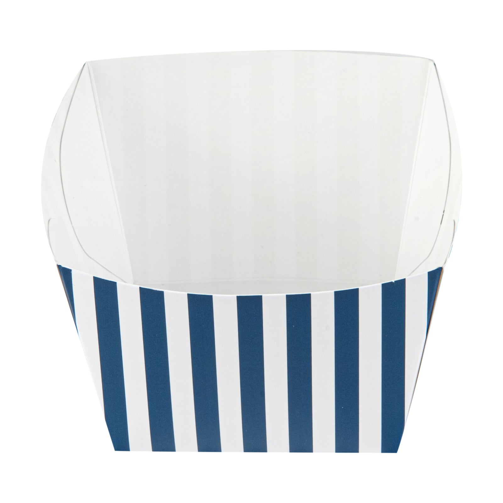 Bio Tek Square Blue and White Stripe Paper Snack Box - 5 1/4" x 5 1/4" x 3 1/4" - 200 count box