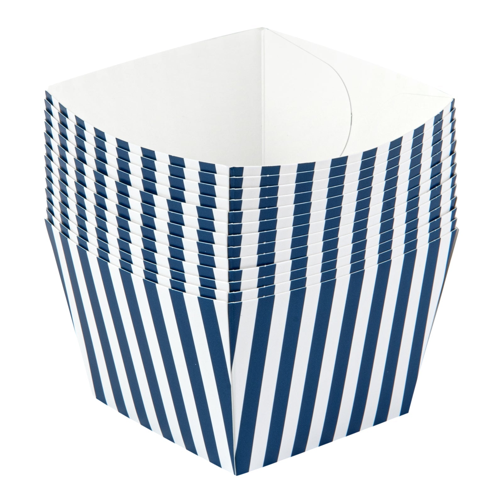 Bio Tek Square Blue and White Stripe Paper Snack Box - 5 1/4" x 5 1/4" x 3 1/4" - 200 count box