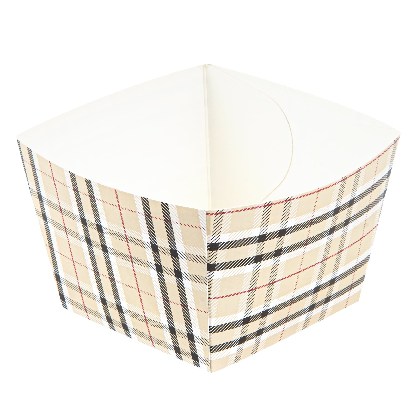 Bio Tek Square Plaid Paper Snack Box - 5 1/4" x 5 1/4" x 3 1/4" - 200 count box