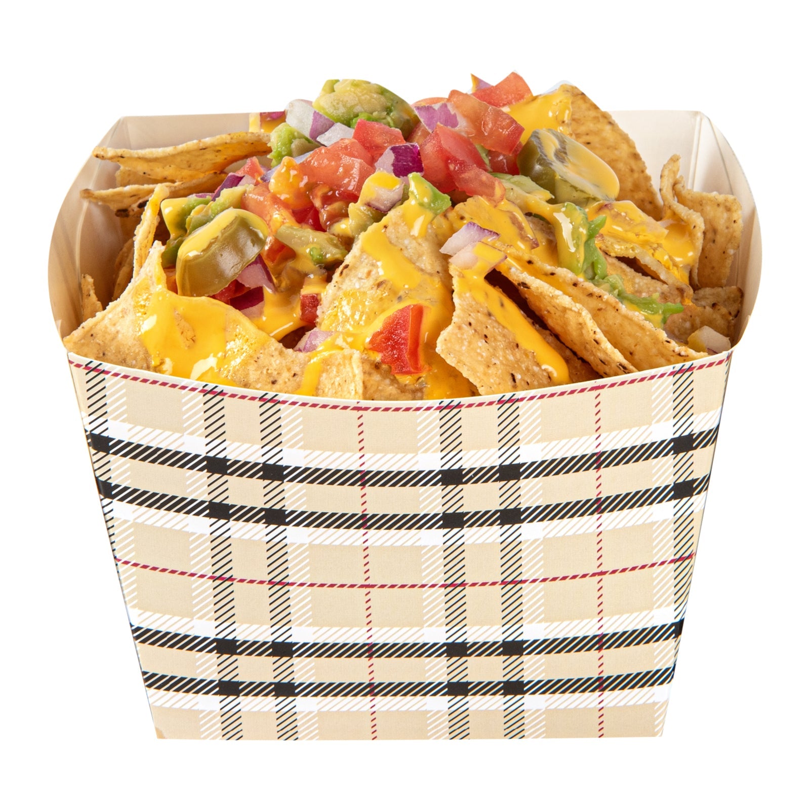 Bio Tek Square Plaid Paper Snack Box - 5 1/4" x 5 1/4" x 3 1/4" - 200 count box