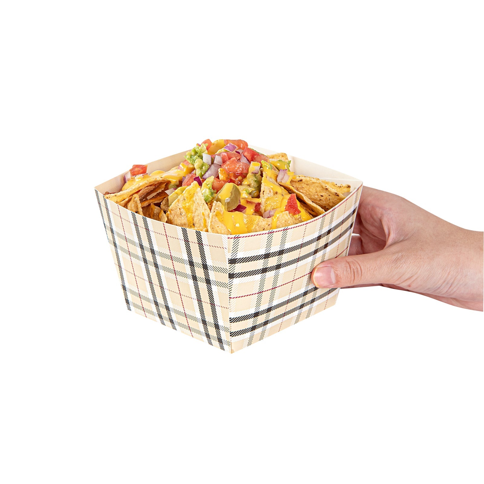 Bio Tek Square Plaid Paper Snack Box - 5 1/4" x 5 1/4" x 3 1/4" - 200 count box