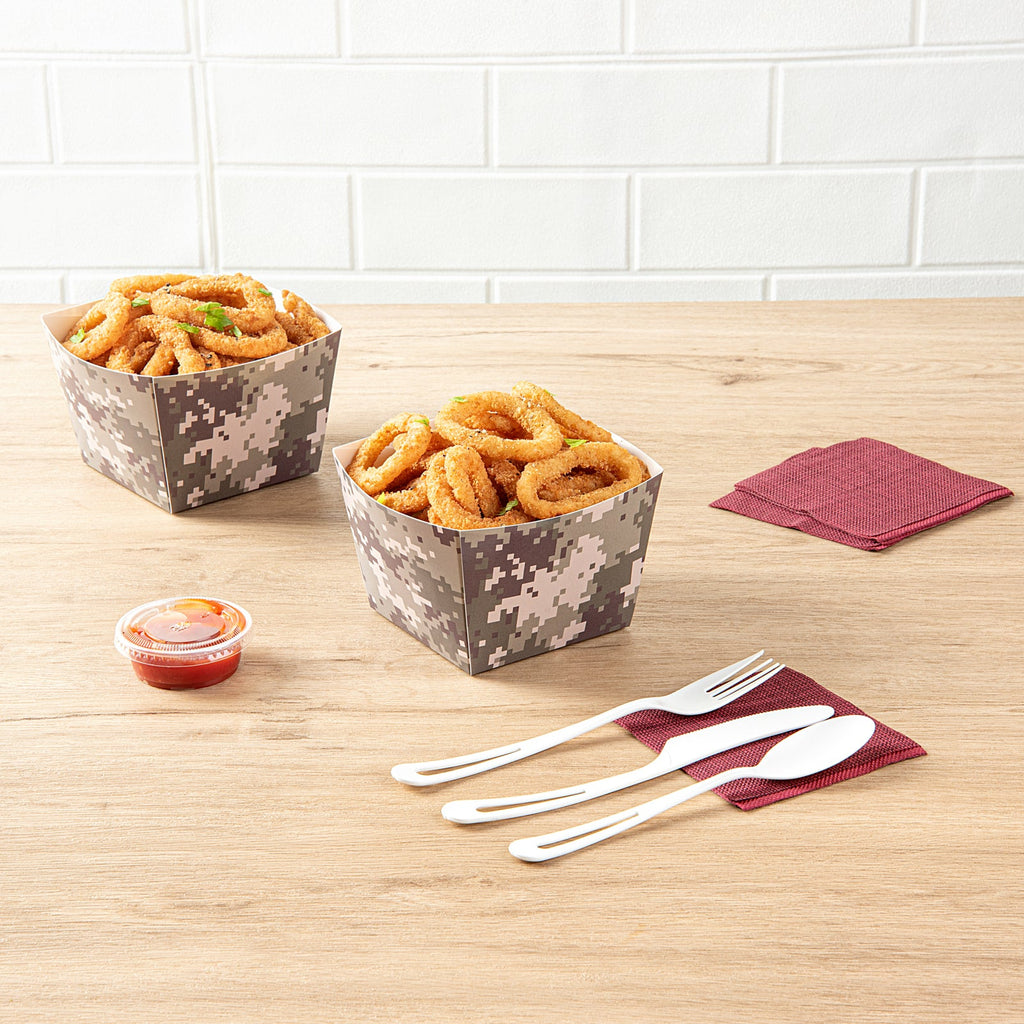 Bio Tek Square Camouflage Paper Snack Box - 5 1/4" x 5 1/4" x 3 1/4" - 200 count box