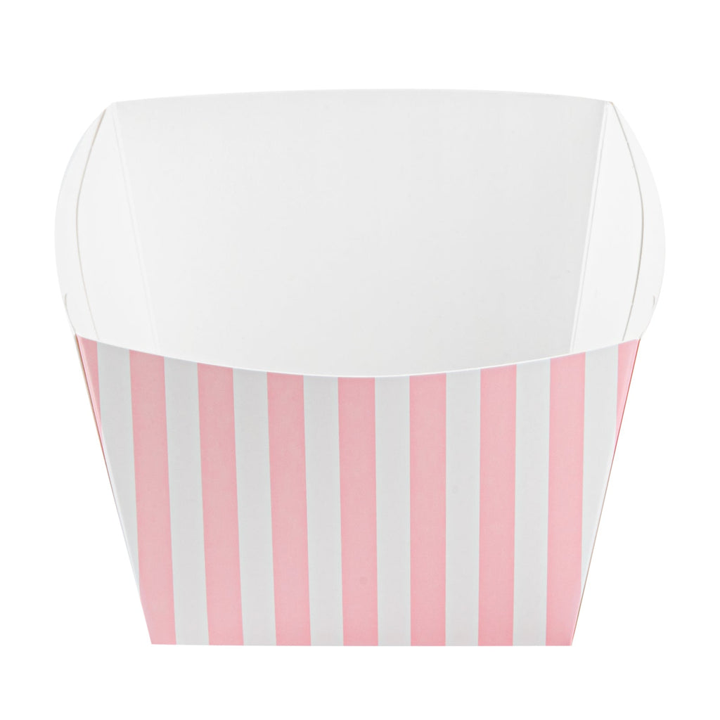 Bio Tek Square Pink and White Stripe Paper Snack Box - 5 1/4" x 5 1/4" x 3 1/4" - 200 count box