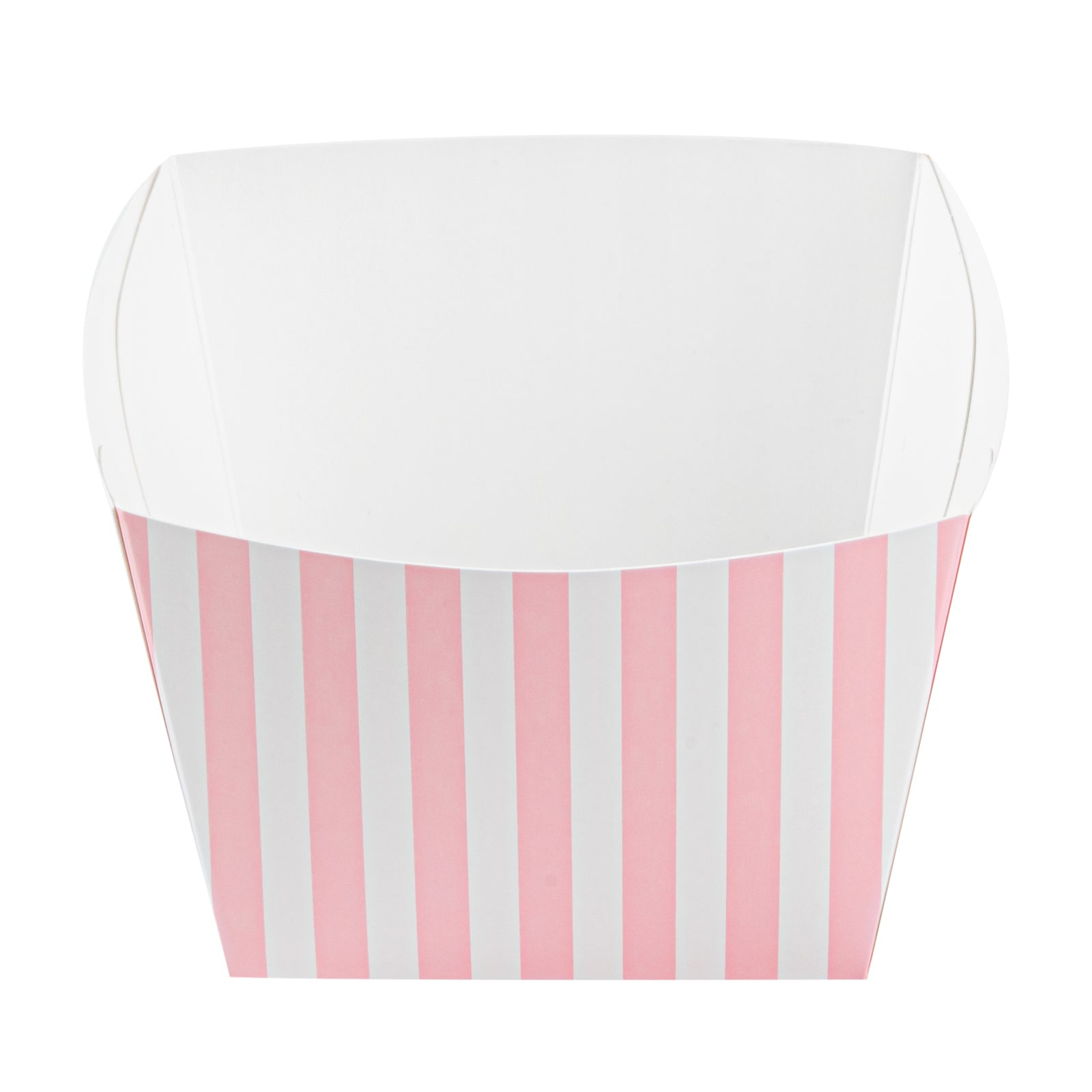 Bio Tek Square Pink and White Stripe Paper Snack Box - 5 1/4" x 5 1/4" x 3 1/4" - 200 count box