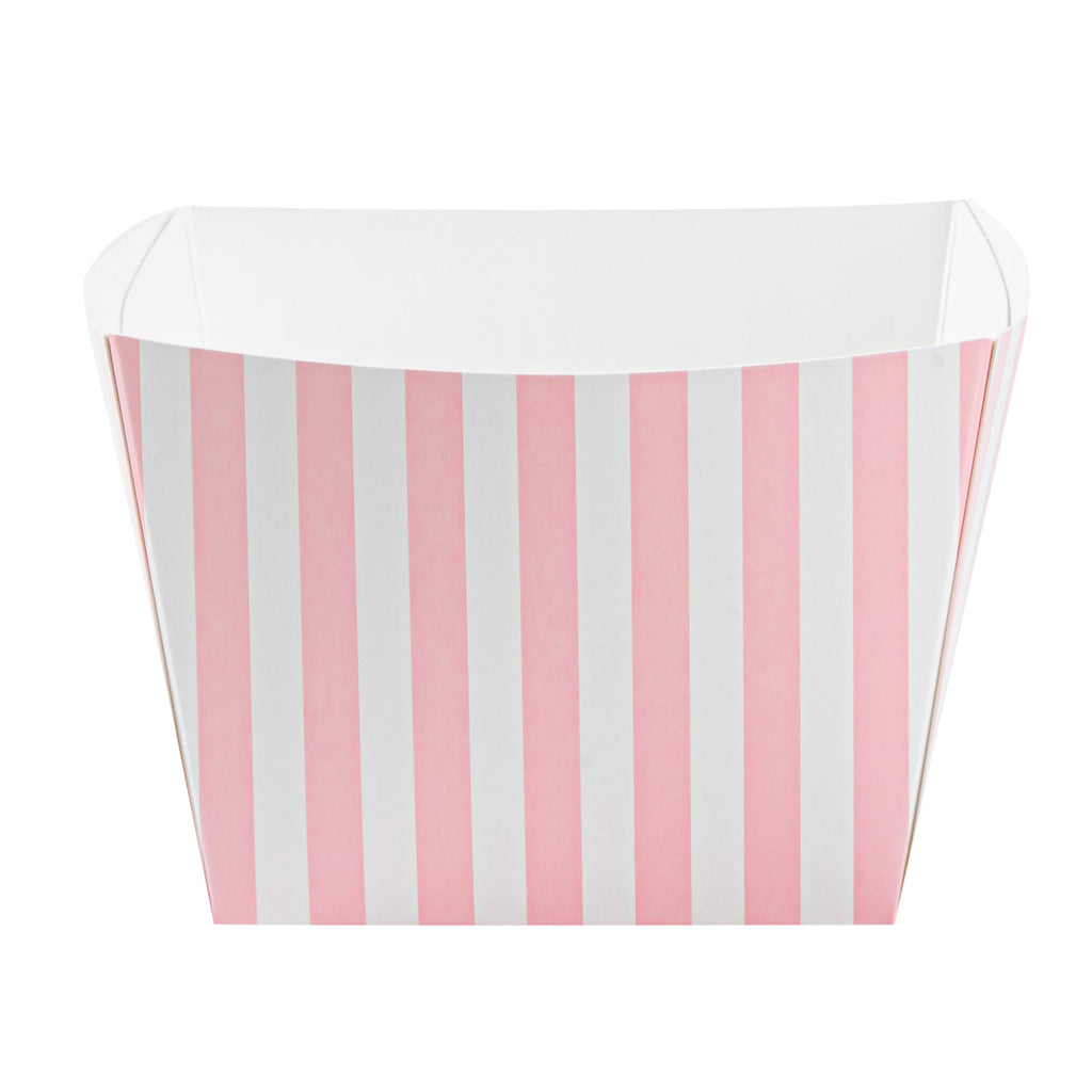 Bio Tek Square Pink and White Stripe Paper Snack Box - 5 1/4" x 5 1/4" x 3 1/4" - 200 count box