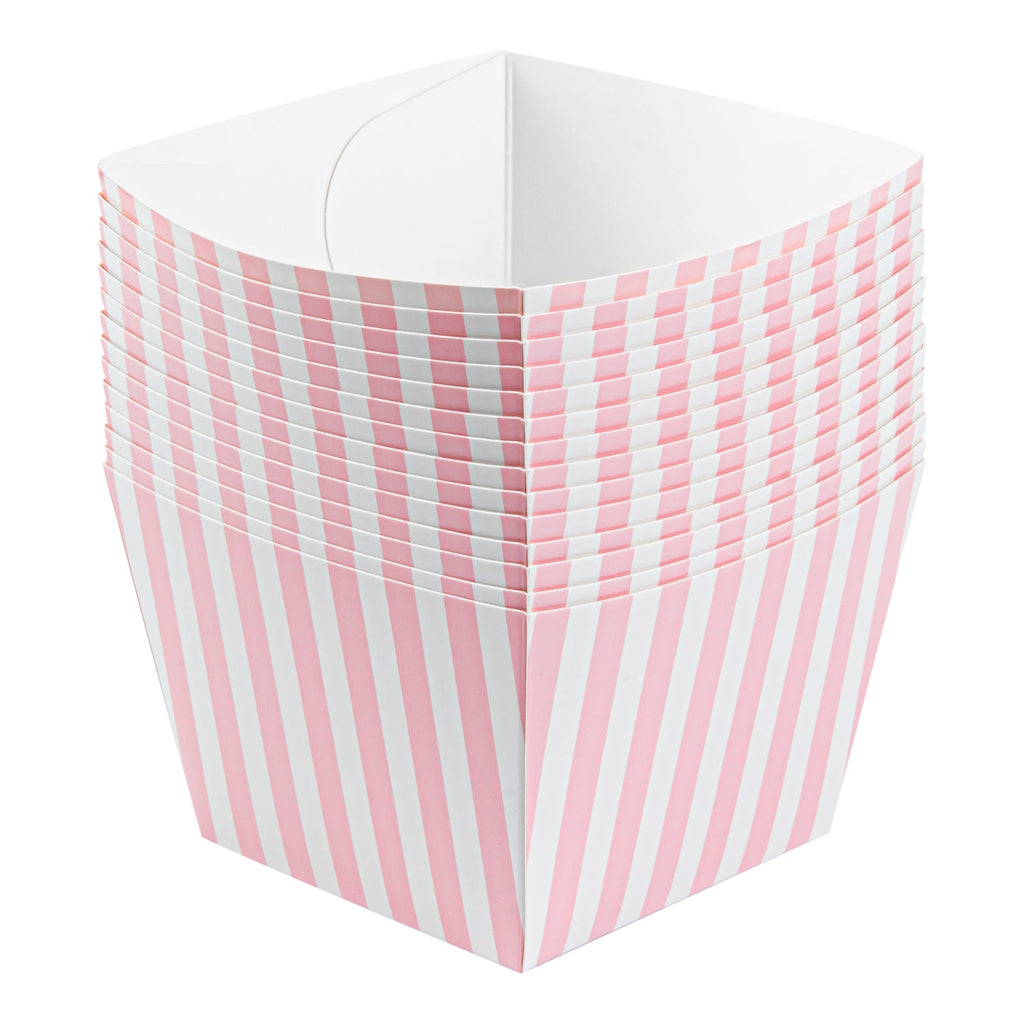 Bio Tek Square Pink and White Stripe Paper Snack Box - 5 1/4" x 5 1/4" x 3 1/4" - 200 count box