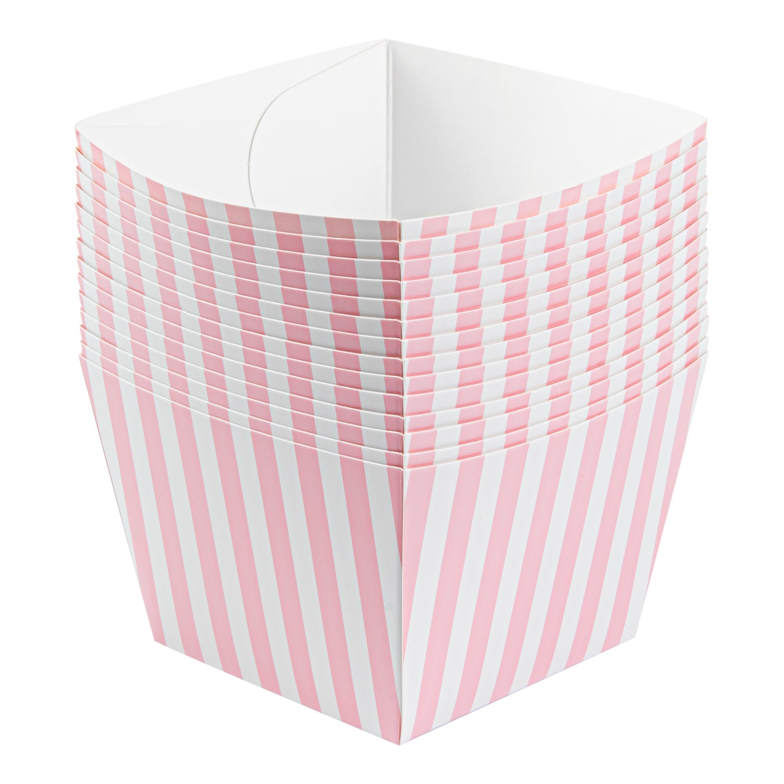 Bio Tek Square Pink and White Stripe Paper Snack Box - 5 1/4" x 5 1/4" x 3 1/4" - 200 count box