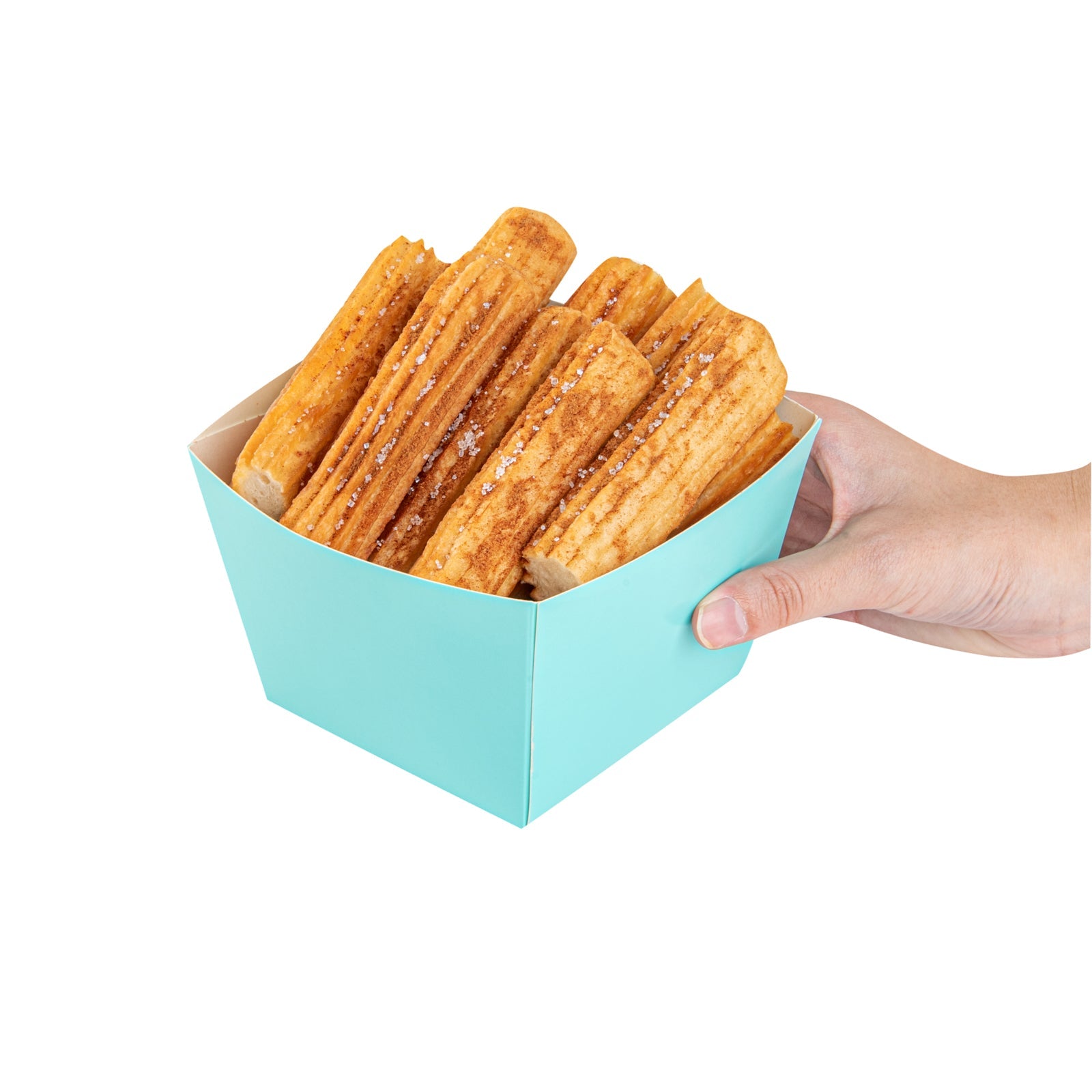 Bio Tek Square Turquoise Paper Snack Box - 5 1/4" x 5 1/4" x 3 1/4" - 200 count box