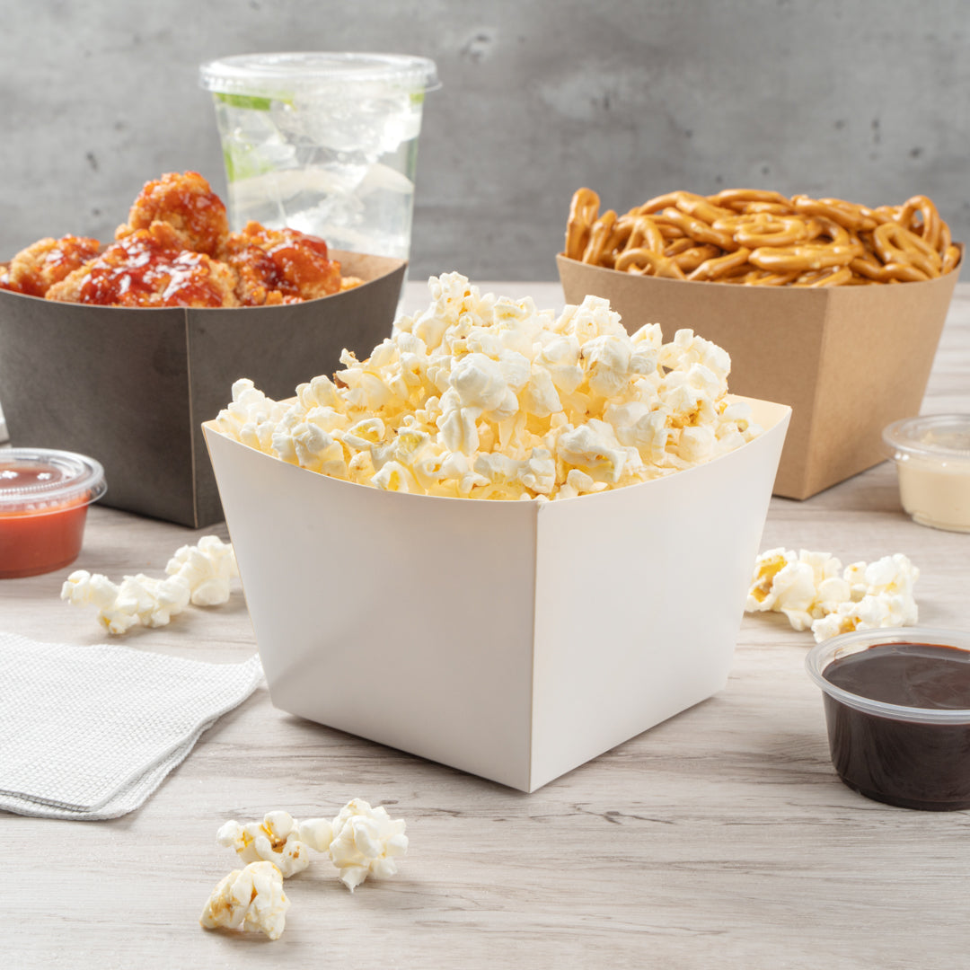 Bio Tek Square White Paper Snack Box - 5 1/4" x 5 1/4" x 3 1/4" - 200 count box