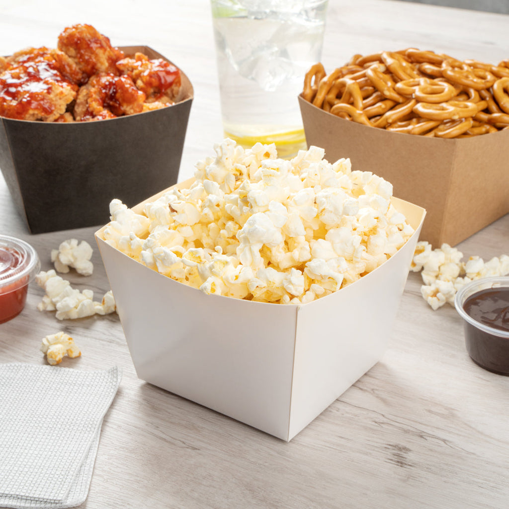 Bio Tek Square White Paper Snack Box - 5 1/4" x 5 1/4" x 3 1/4" - 200 count box