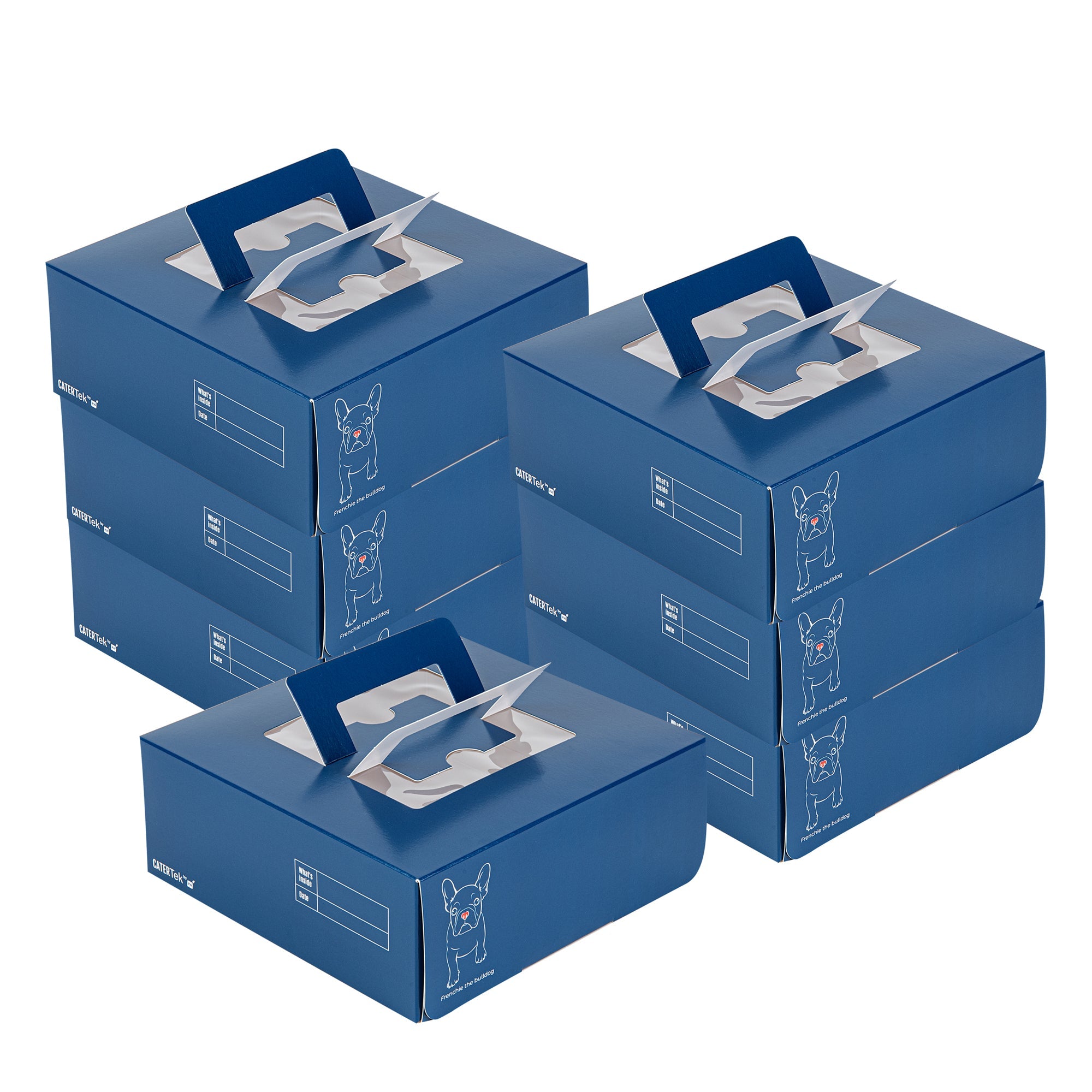 Cater Tek Square Frenchie Paper Cake / Take Out Container - with Pop-Up Handle, Window - 9" x 9" x 3 1/2" - 50 count box