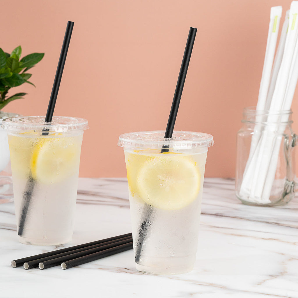 Bev Tek Black Paper Straw - Wrapped, Biodegradable, 7.5mm - 10" - 1000 count box